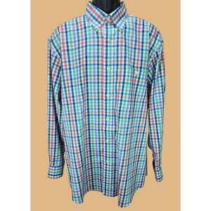 Orvis Mens Multicolor Plaid Dress Shirt Large